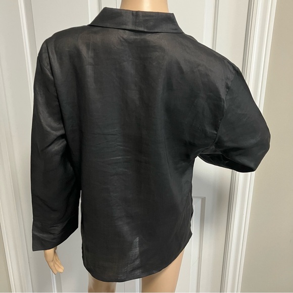 Laura | Black Button-Up sheer Top - Picture 4 of 9